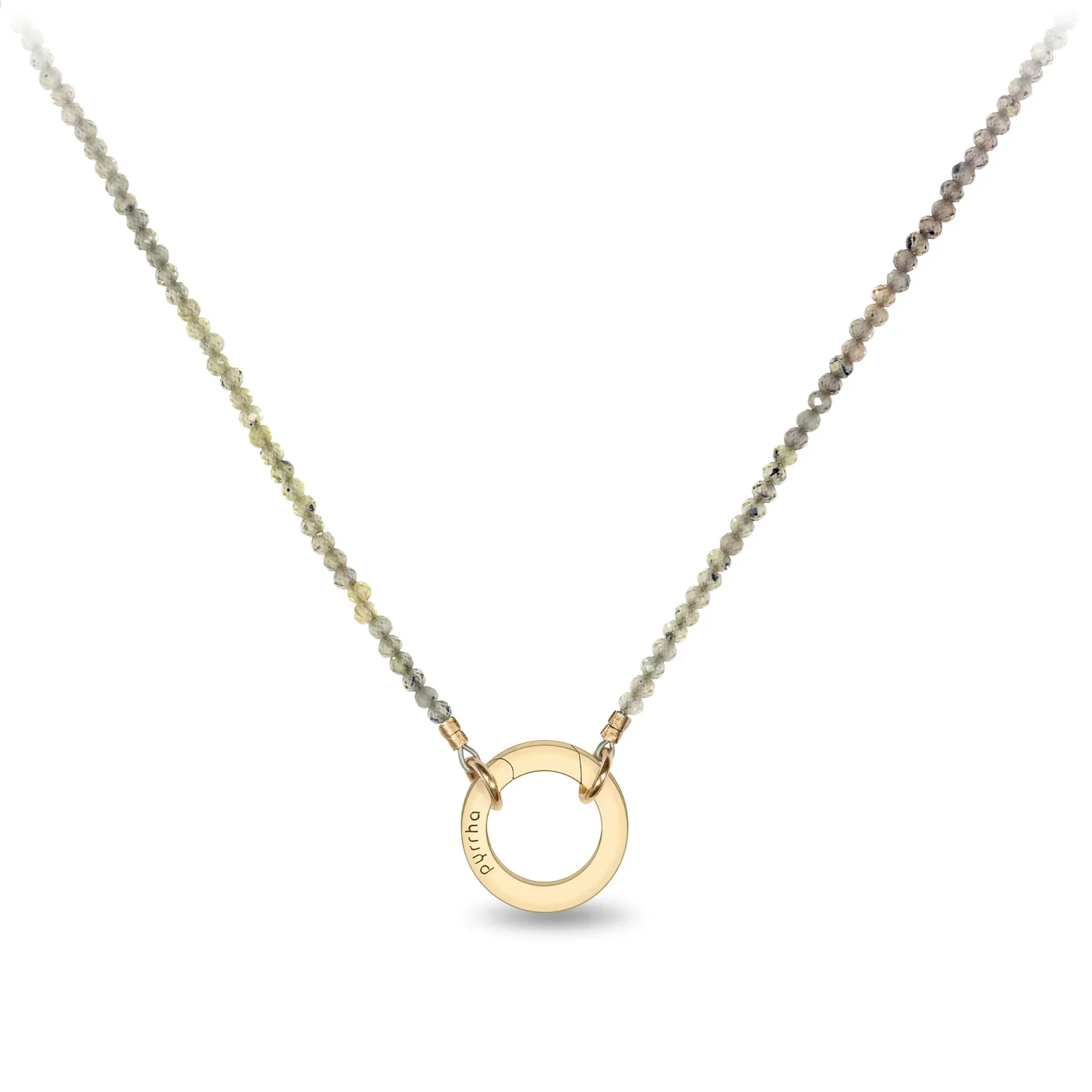 14K Gold Faceted Stone Choker with Talisman Clip