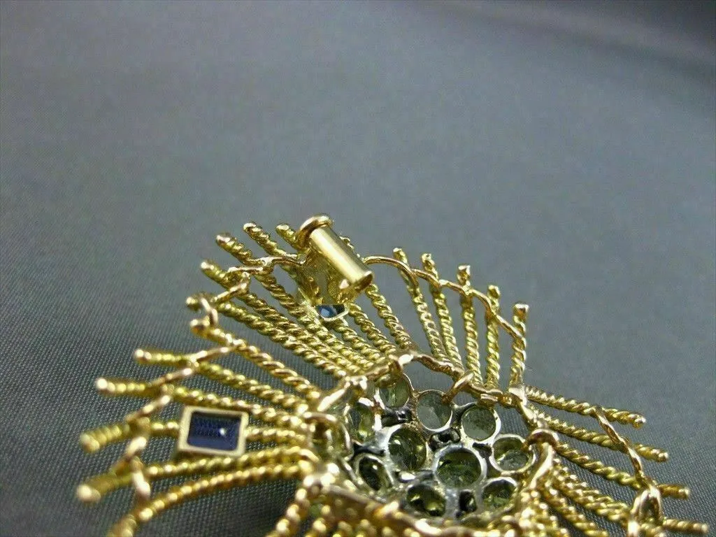 ANTIQUE LARGE OLD MINE DIAMOND & SAPPHIRE 18K YELLOW GOLD PIN / PENDANT #20615