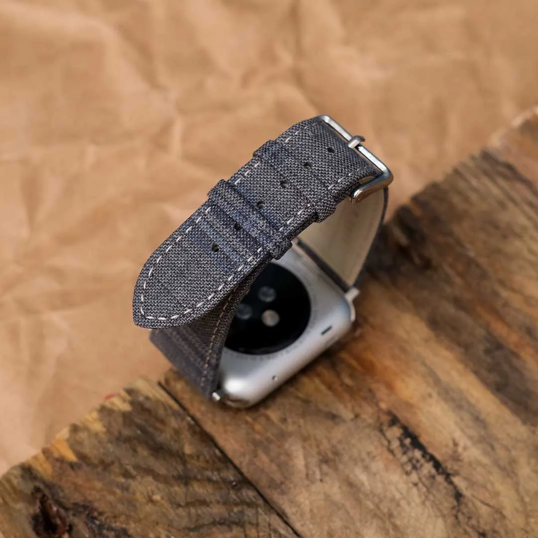 Apple Watch GREY w FANCY BLUE WINDOWPANE overplaid