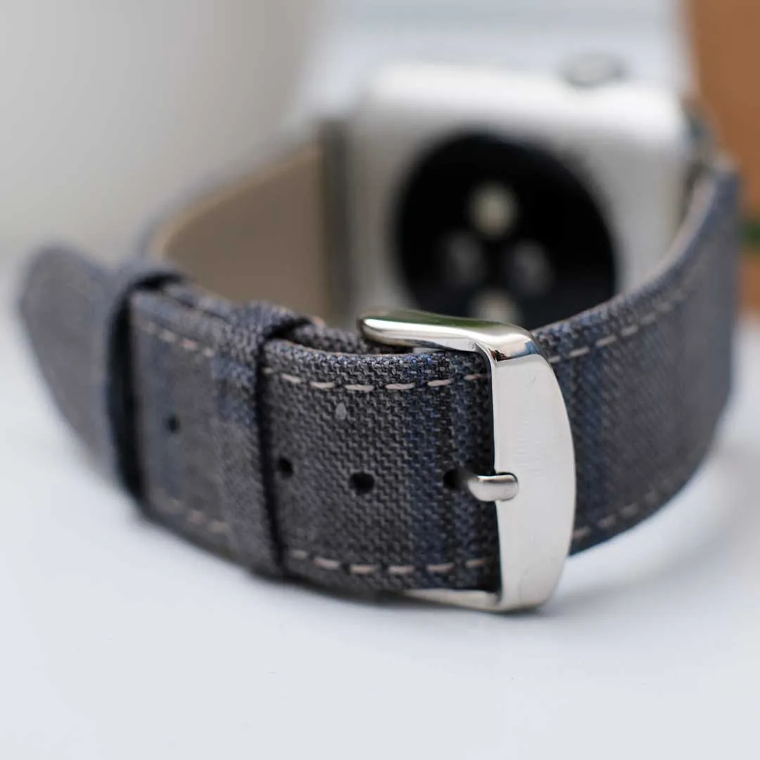 Apple Watch GREY w FANCY BLUE WINDOWPANE overplaid