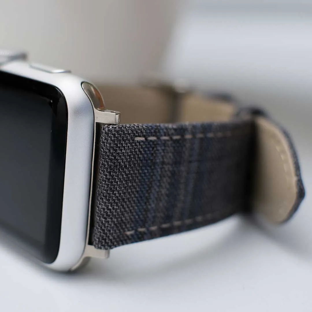Apple Watch GREY w FANCY BLUE WINDOWPANE overplaid
