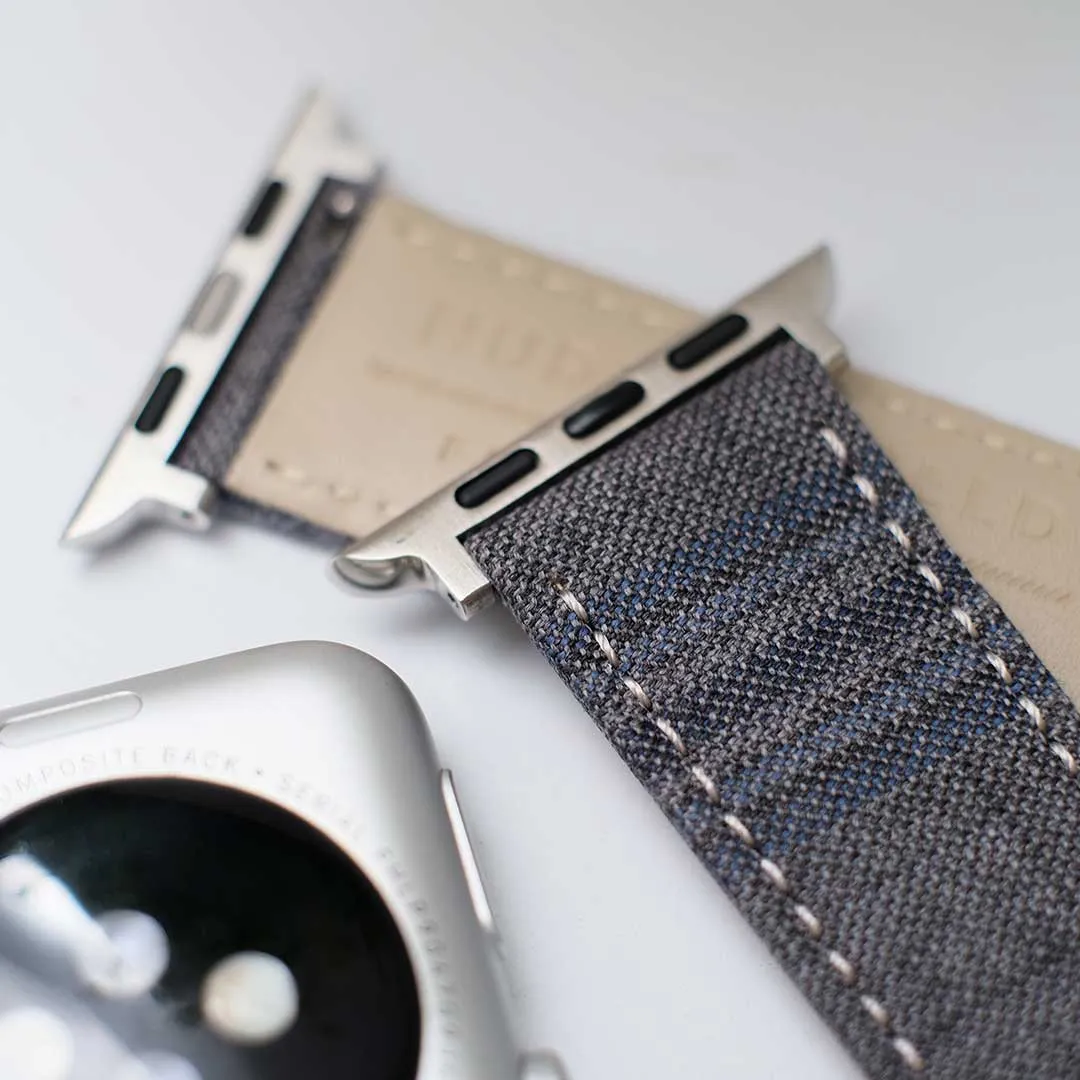 Apple Watch GREY w FANCY BLUE WINDOWPANE overplaid