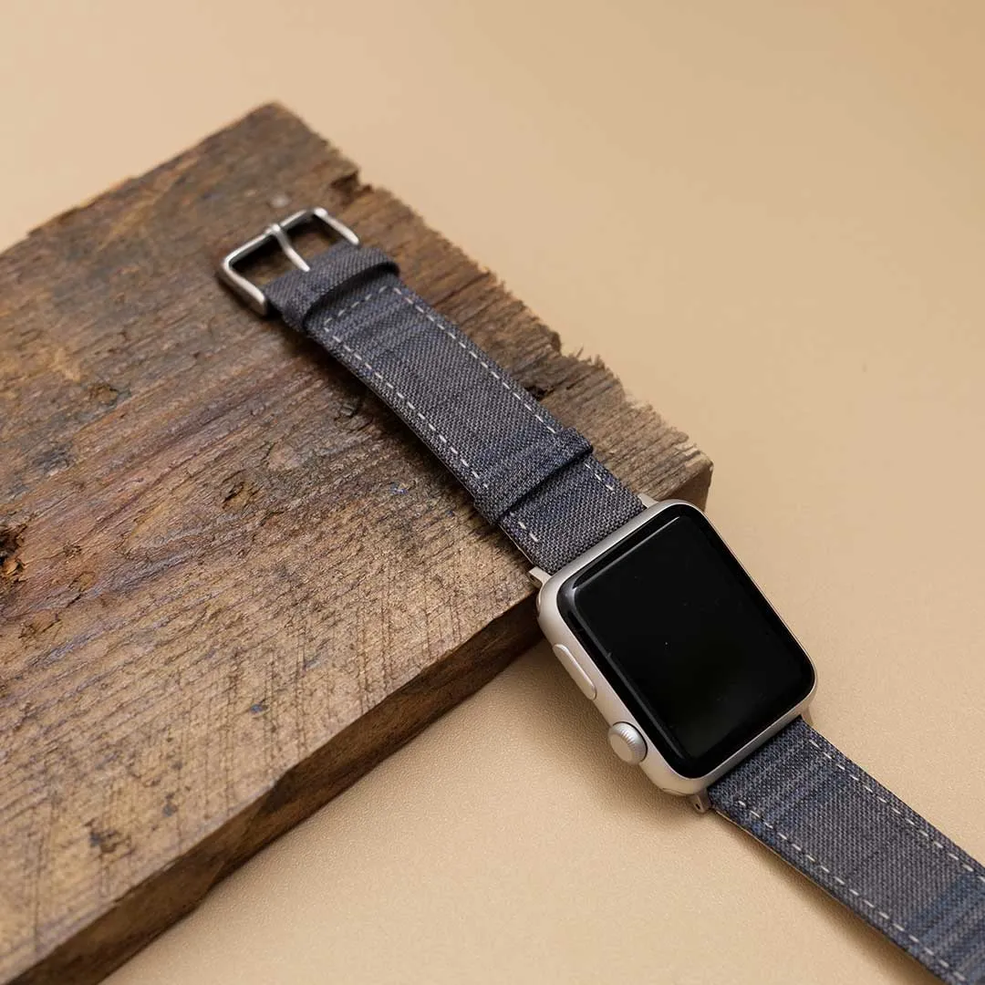 Apple Watch GREY w FANCY BLUE WINDOWPANE overplaid