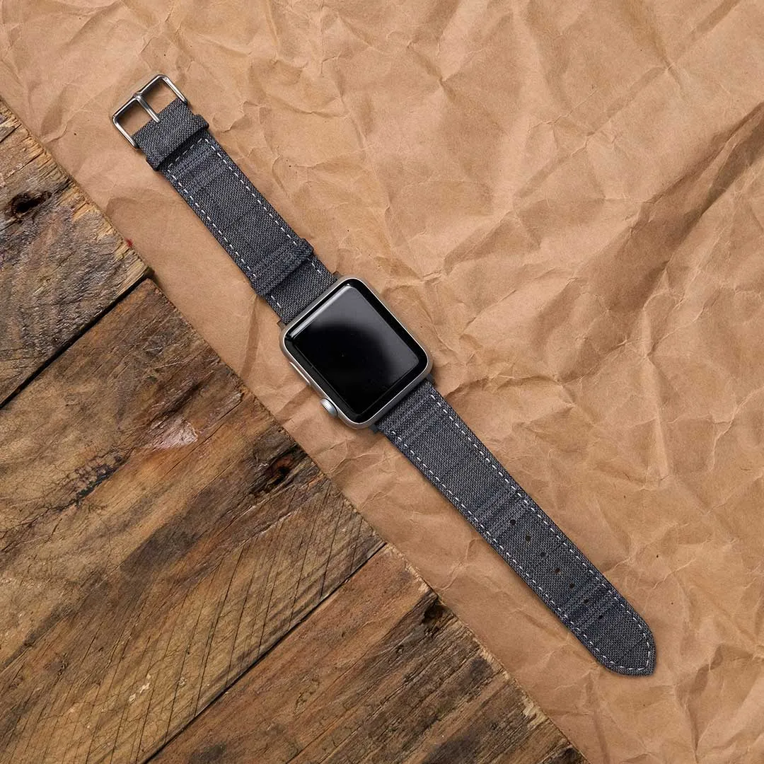 Apple Watch GREY w FANCY BLUE WINDOWPANE overplaid
