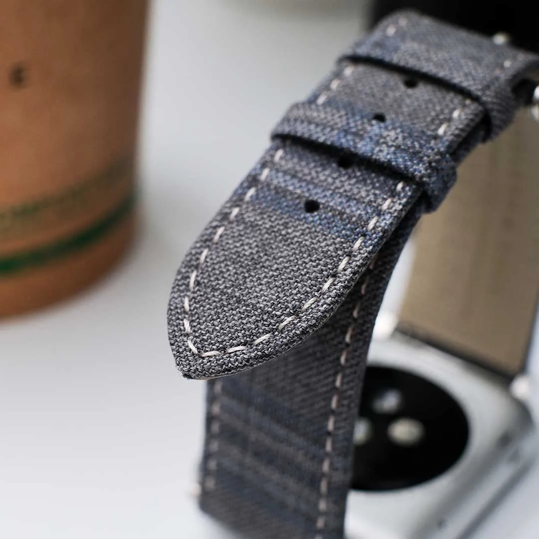 Apple Watch GREY w FANCY BLUE WINDOWPANE overplaid