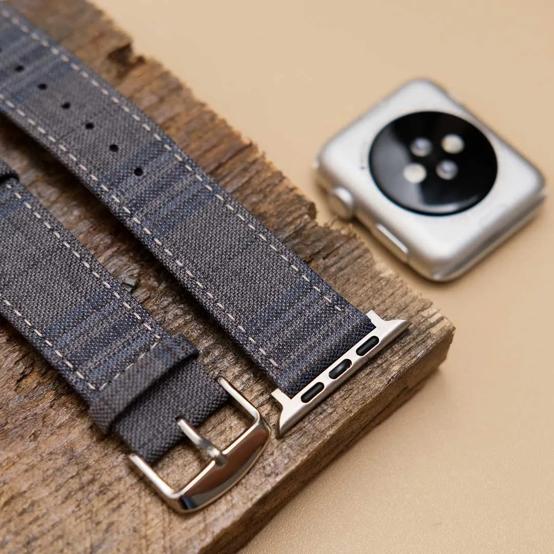 Apple Watch GREY w FANCY BLUE WINDOWPANE overplaid