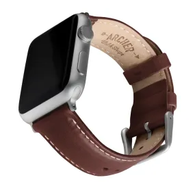 Apple Watch Leather Watch Band - Mahogany/Natural/Silver Aluminum