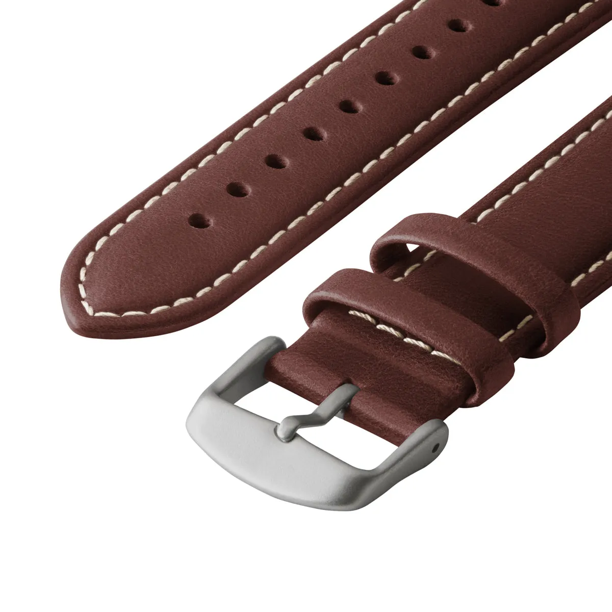 Apple Watch Leather Watch Band - Mahogany/Natural/Silver Aluminum