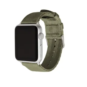 Apple Watch Seat Belt Nylon Watch Band - Olive/Stainless