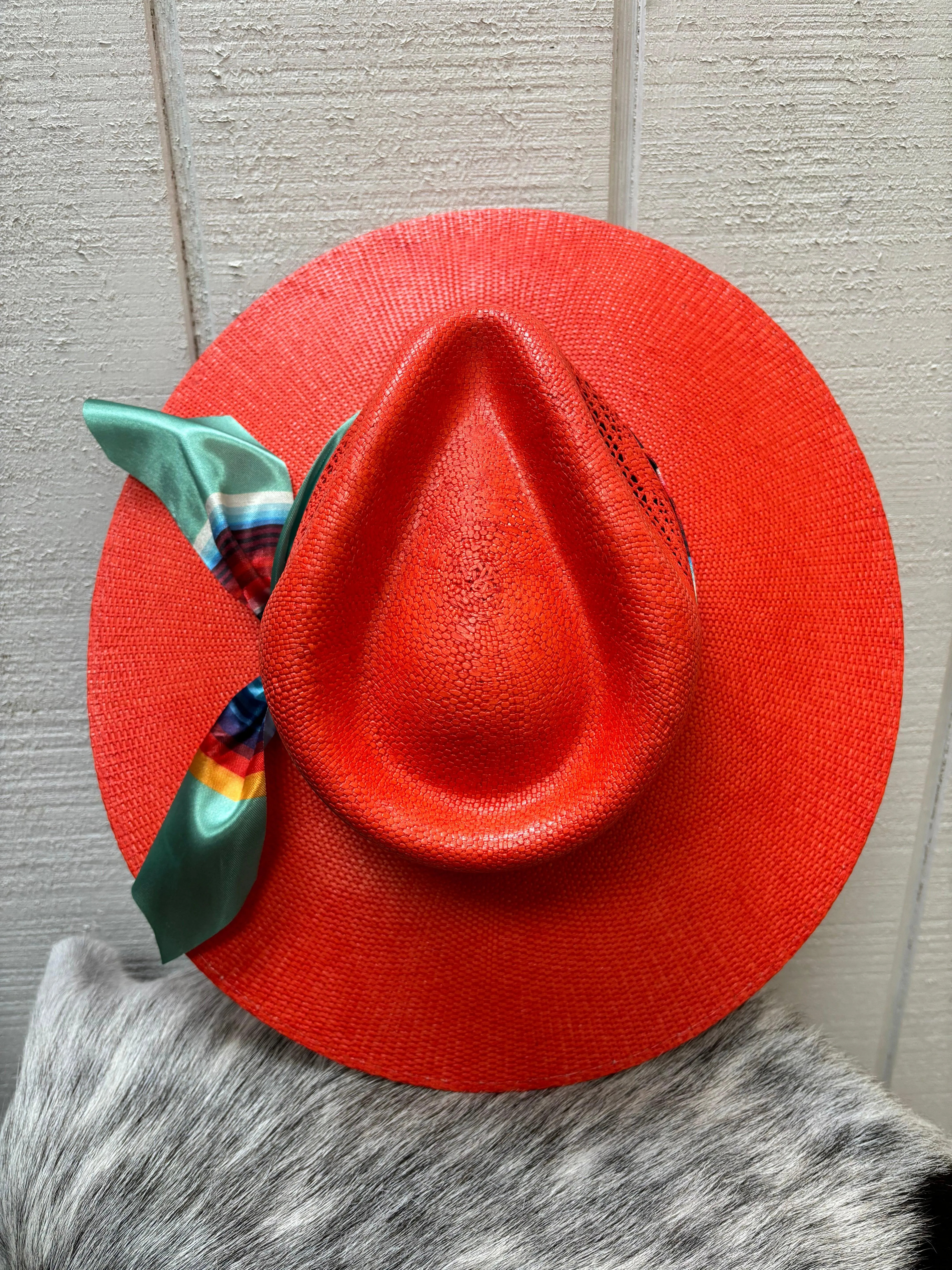 Charlie 1 Horse Coral Summer Serape Straw Cowgirl Hat CSSMSR-3436-H8COR