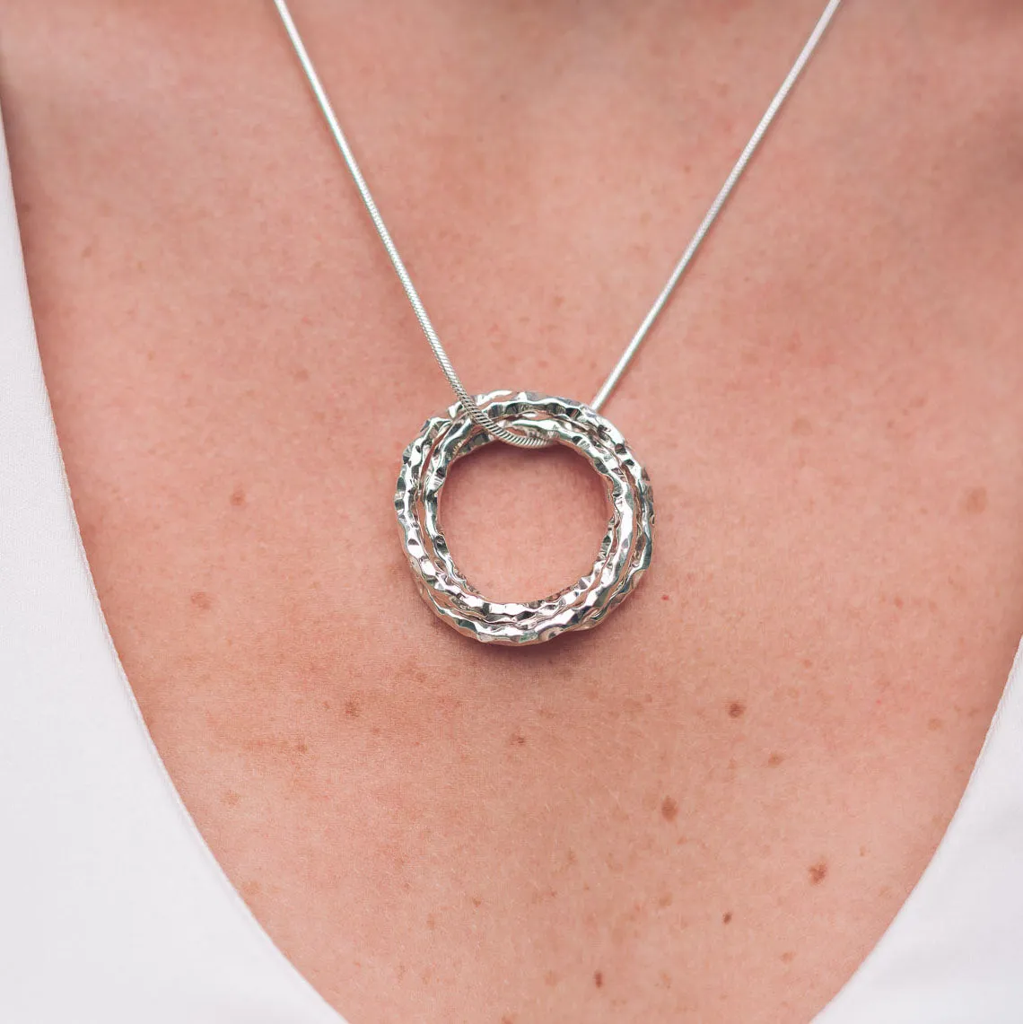 Fairy Silver Circle Pendant Necklace