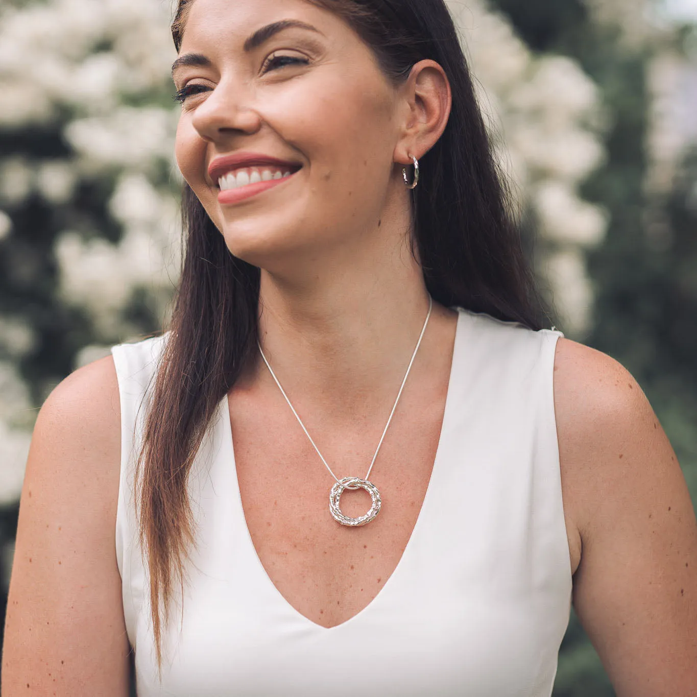 Fairy Silver Circle Pendant Necklace