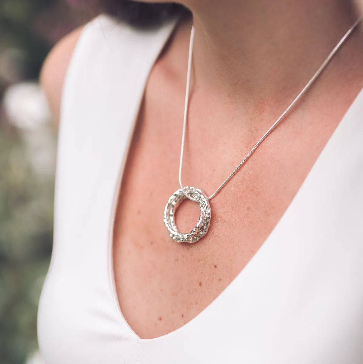 Fairy Silver Circle Pendant Necklace