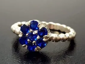 Flower Sapphire Ring - Blue Sapphire Ring - Daisy Ring