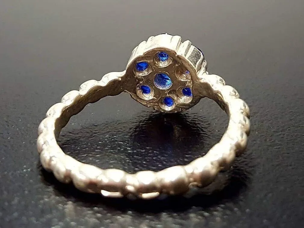 Flower Sapphire Ring - Blue Sapphire Ring - Daisy Ring