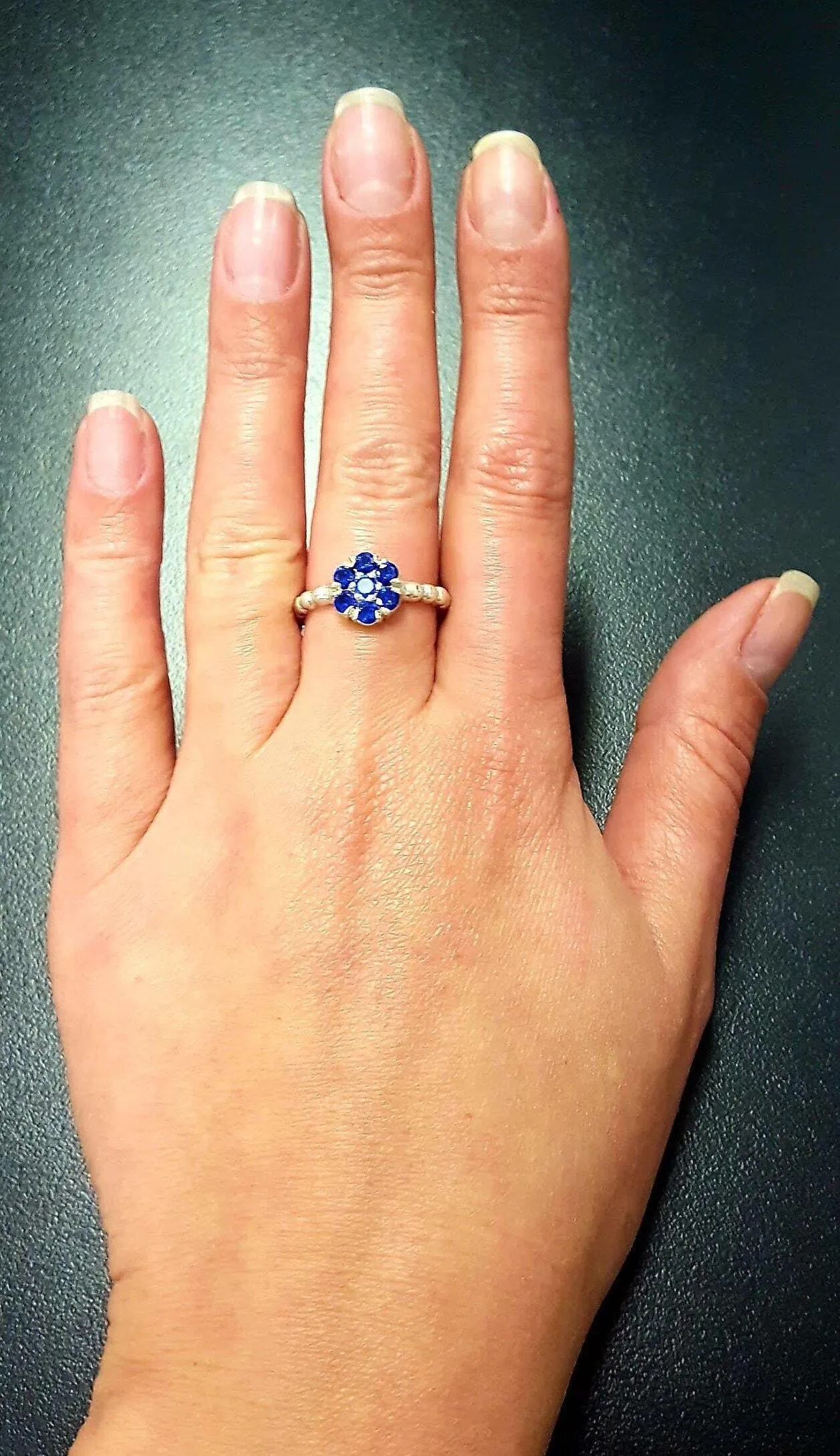 Flower Sapphire Ring - Blue Sapphire Ring - Daisy Ring