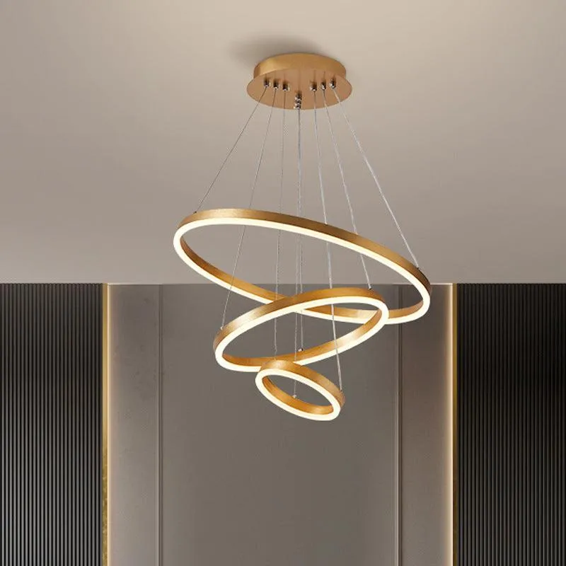 Gold Modern Luxury 3 Ring LED Pendant Light