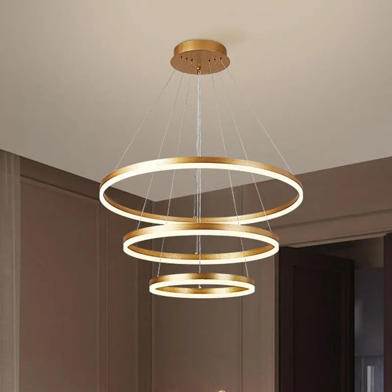 Gold Modern Luxury 3 Ring LED Pendant Light