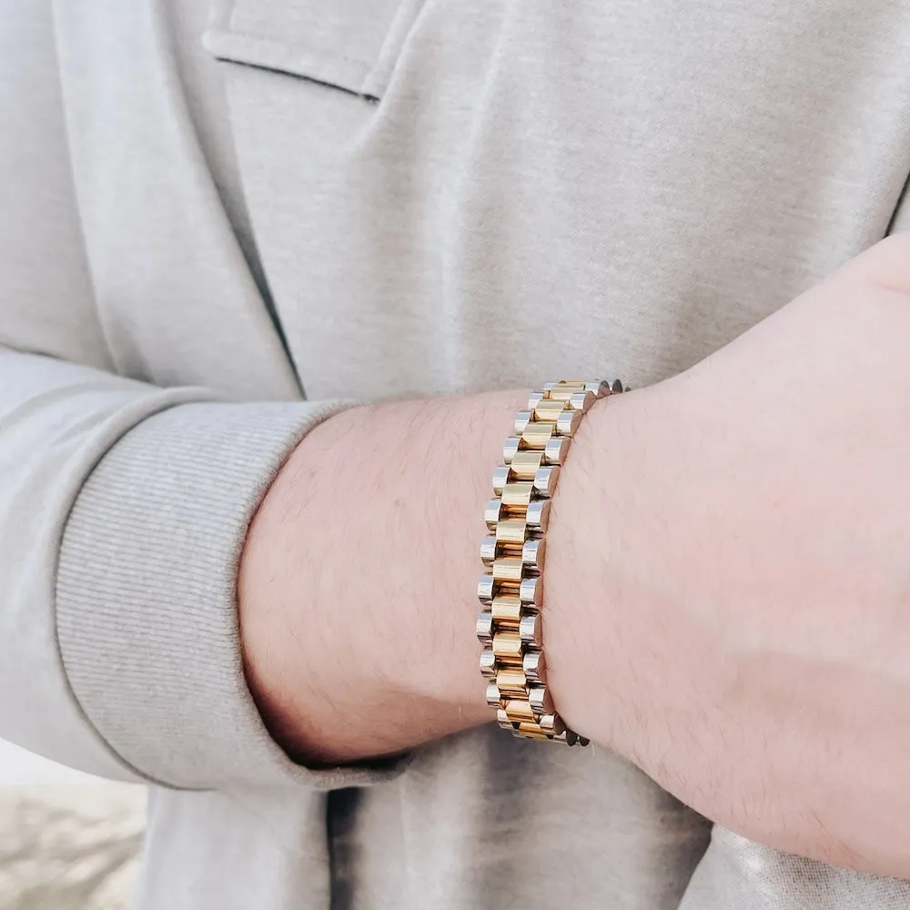 Mens / Unisex Mixed Metals Watch Band Bracelet - WATERPROOF
