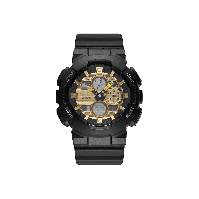Men's Waterproof Synchronous Double Inserts Electronic Watch Fashion