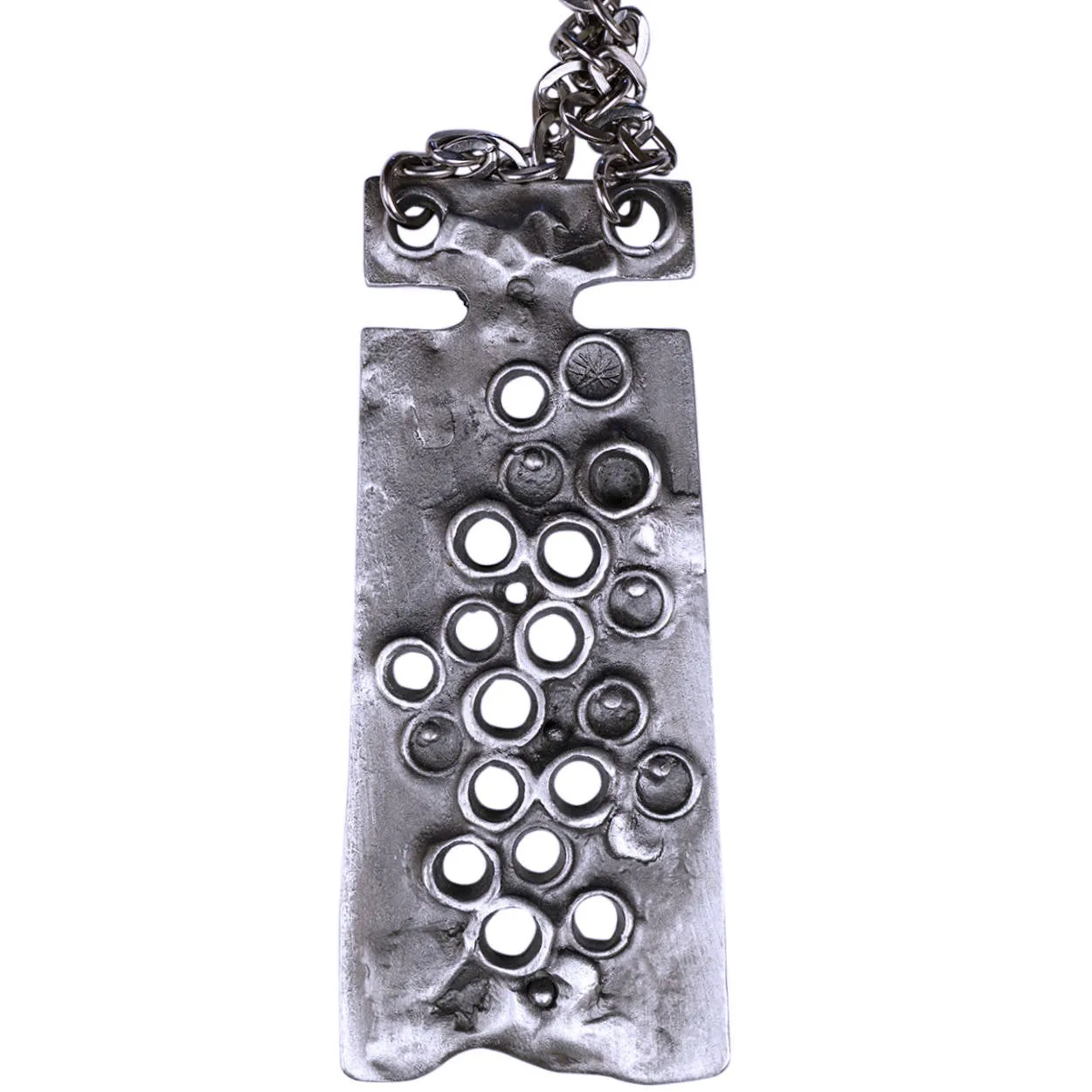 Modernist Swedish Pewter Pendant Necklace TYR Sweden Birger Wicksell AB