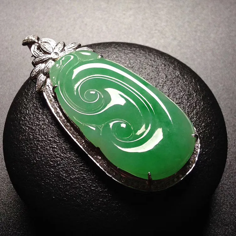 Natural Jade Pendant Jadeite Gold Ruyi Pendant PT412