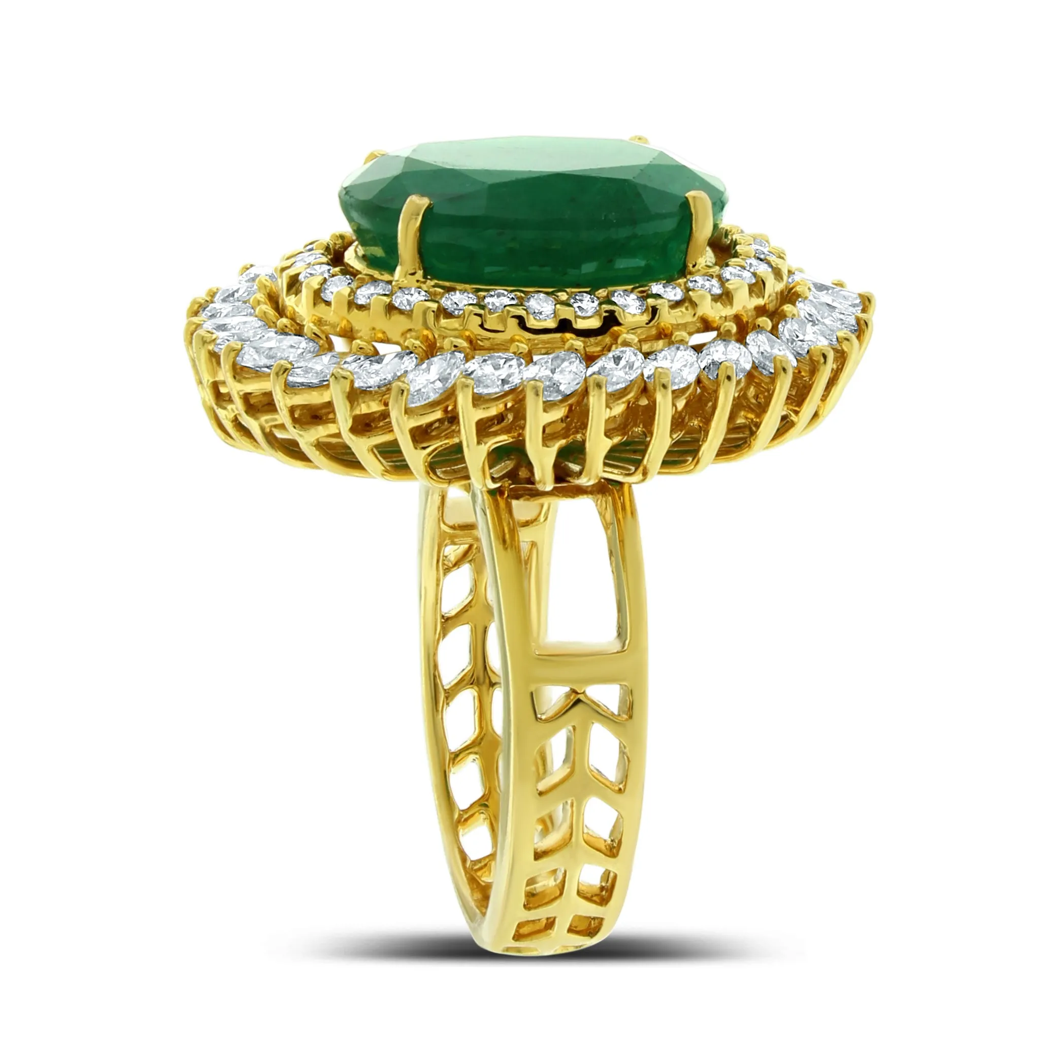 Shanaya Emerald & Diamond Cocktail Ring (8.40 ct Emerald) in Gold