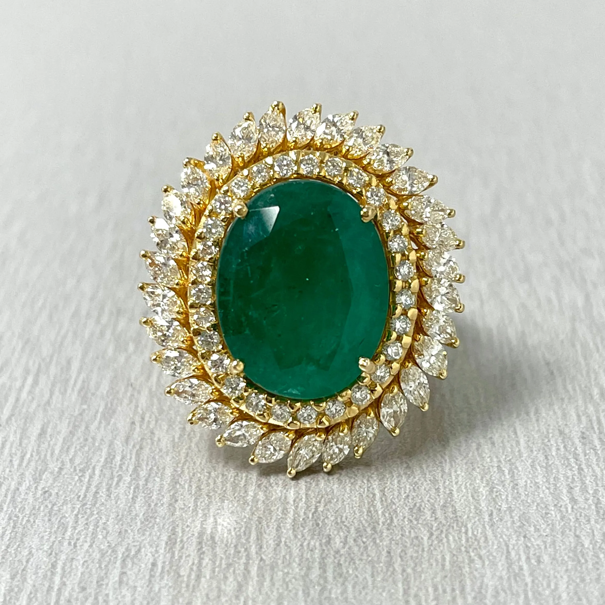 Shanaya Emerald & Diamond Cocktail Ring (8.40 ct Emerald) in Gold