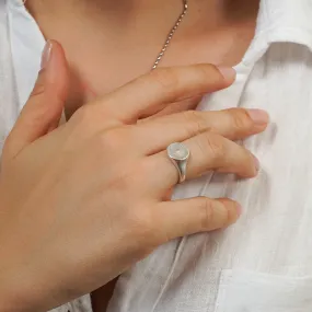 Silver-Plated Sun Rays Signet Ring