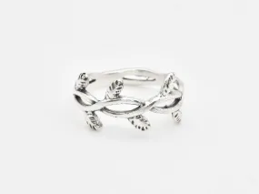 Silver Vine Ring - Vintage Leaf Band - Silver Leaf Ring