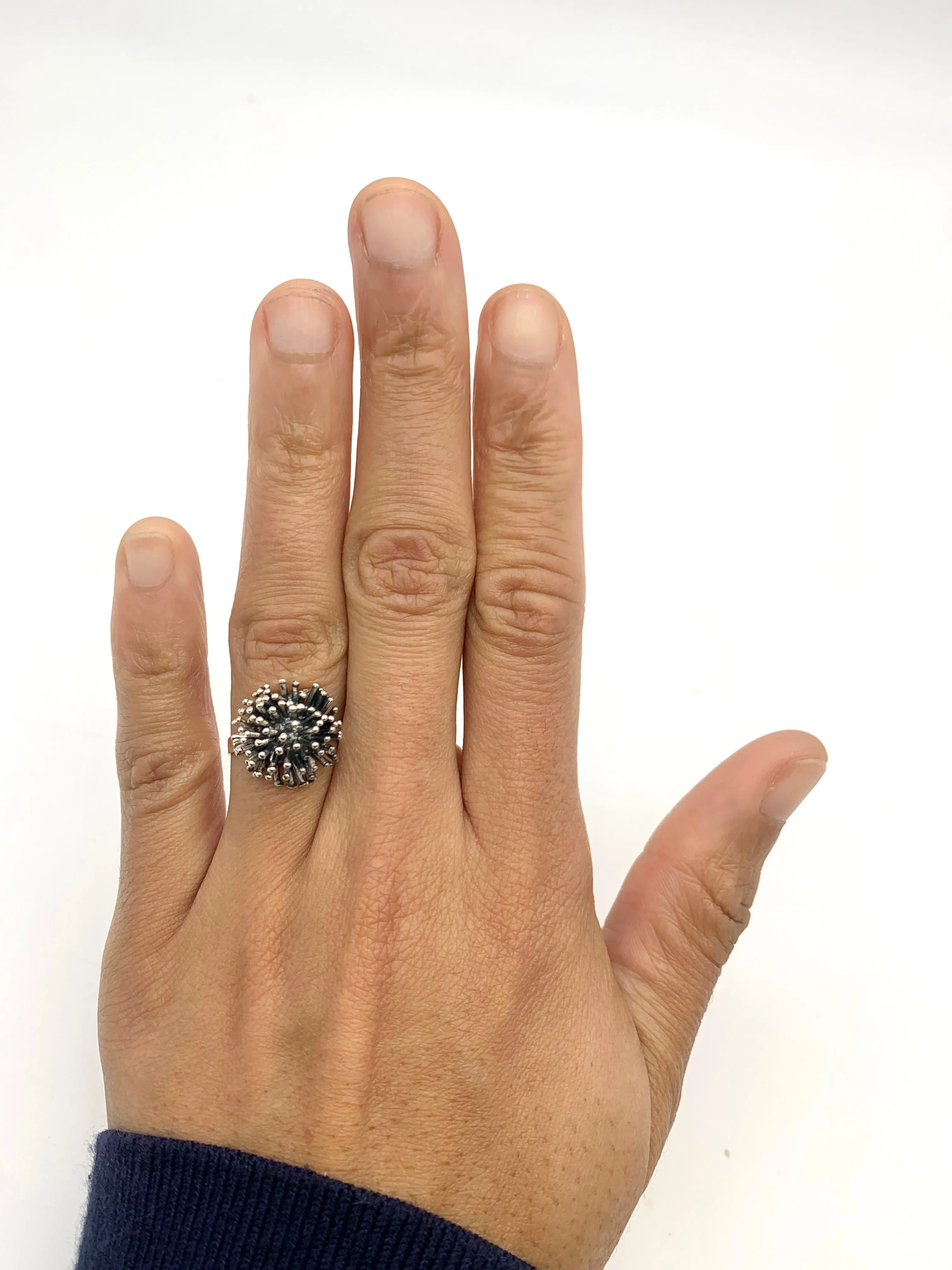 Spiky Silver Ring - Sear Urchin Ring - Hedgehog Ring