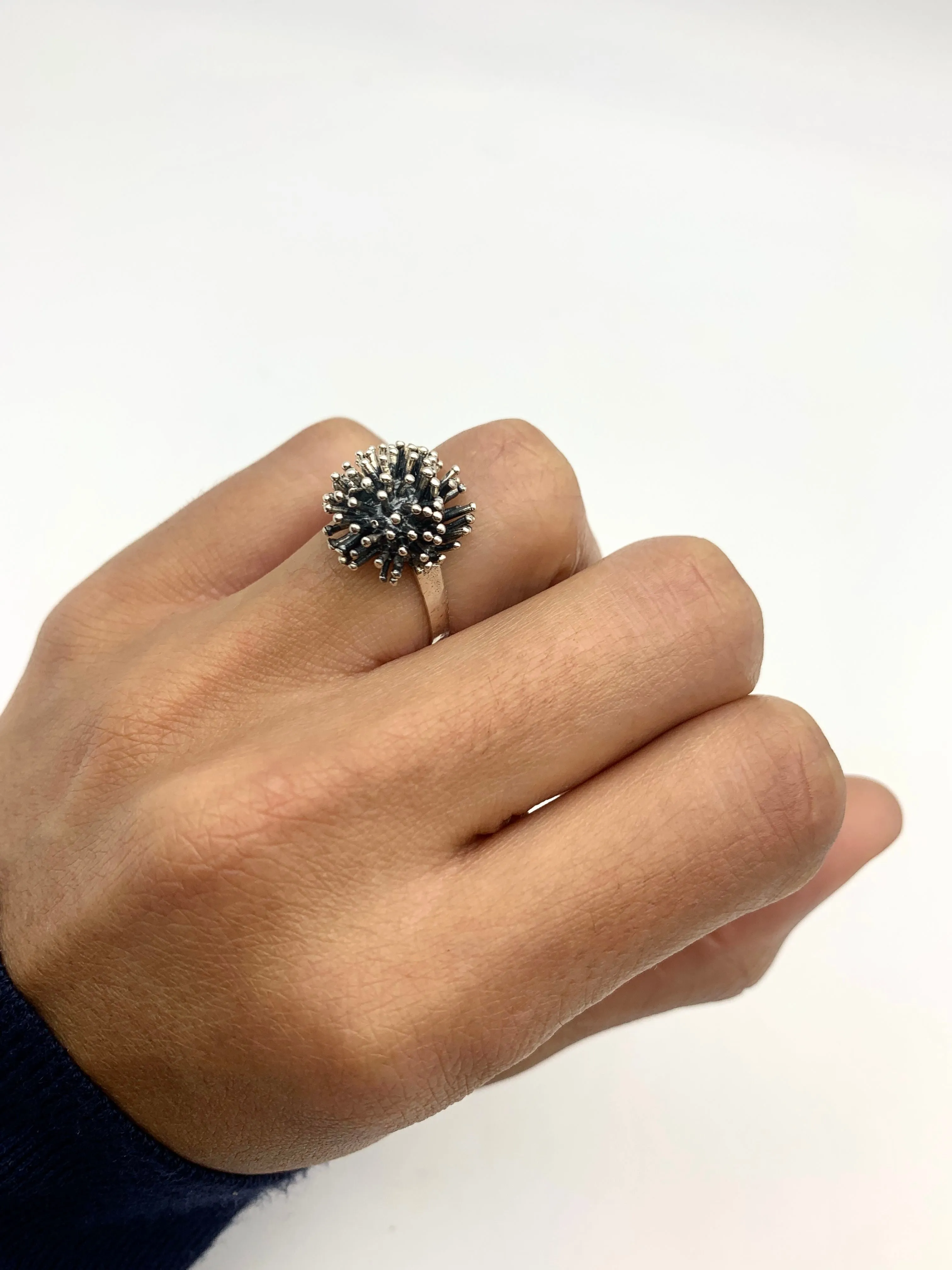 Spiky Silver Ring - Sear Urchin Ring - Hedgehog Ring